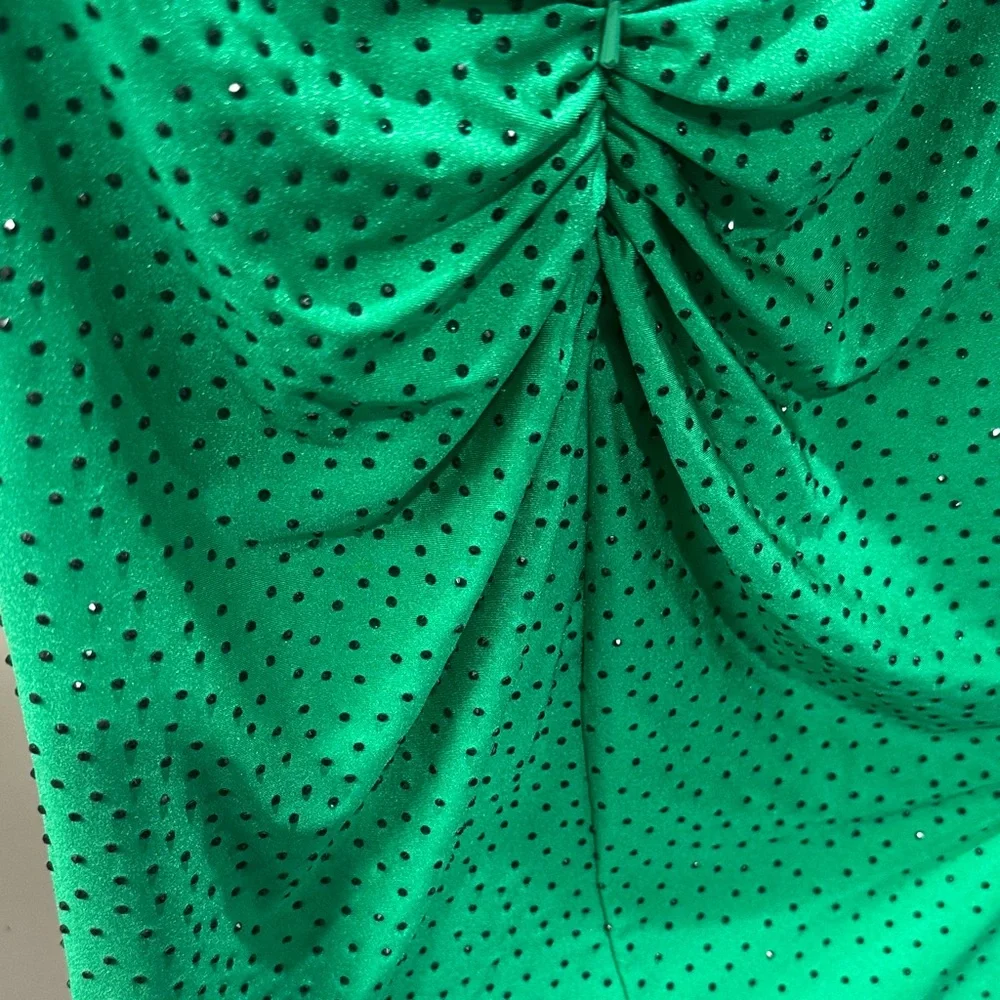 Sherri Hill Green Mini Dress with Spaghetti Straps - Picture 5 of 7